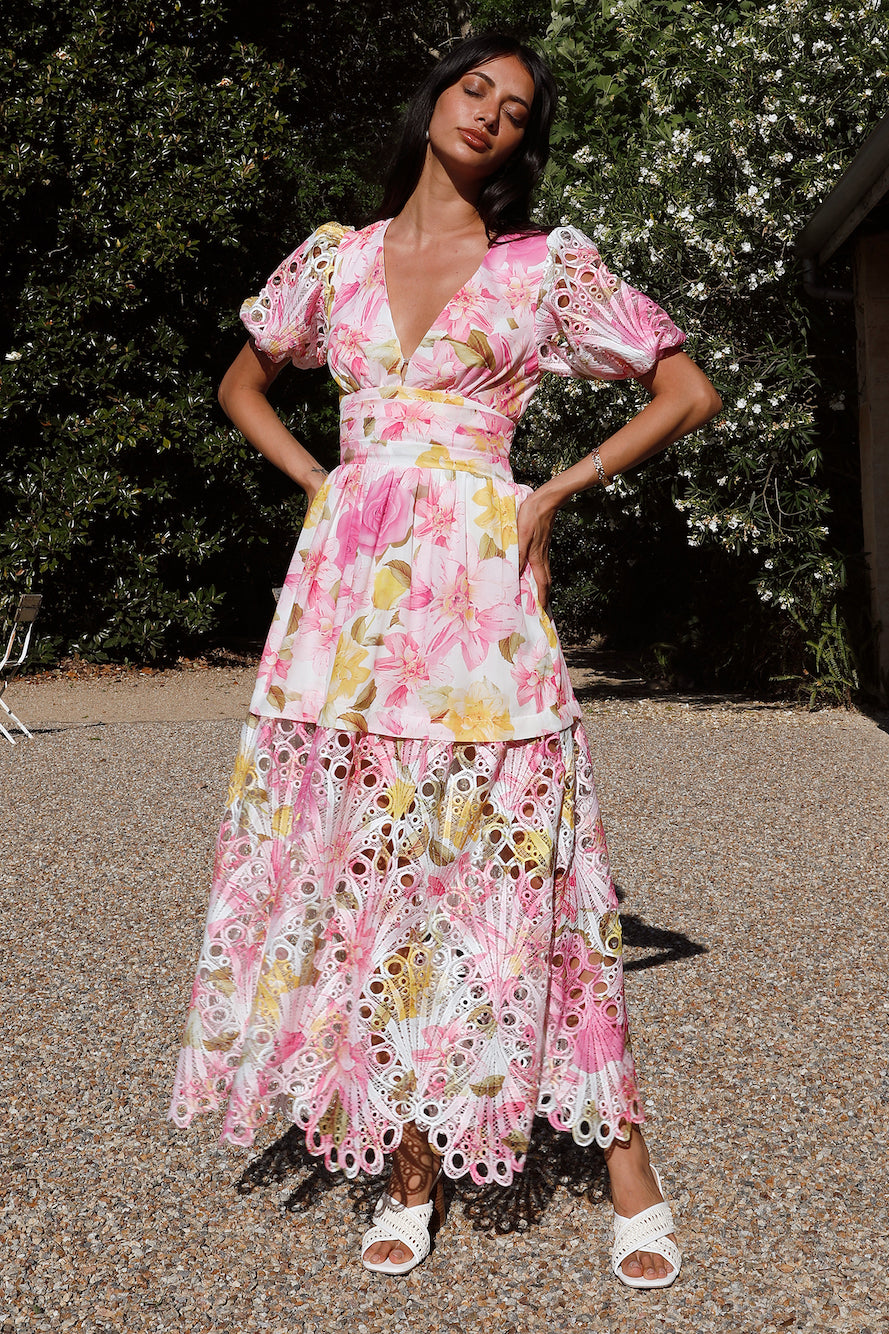Floral Skies Maxi Dress Pink-Seaa Fashion