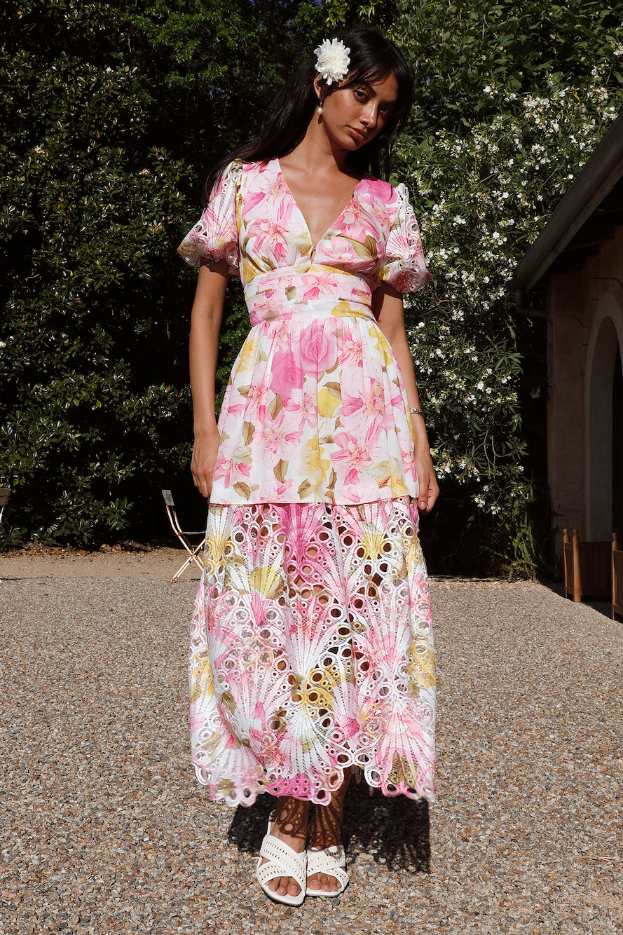 Floral Skies Maxi Dress Pink-Seaa Fashion