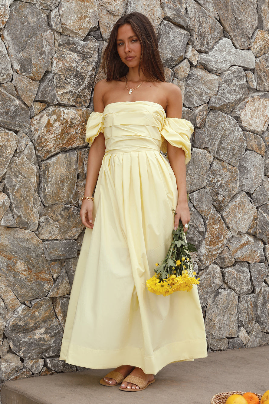 Bella Maxi Off-Shoulder Dress Yellow-Seaa Fashion
