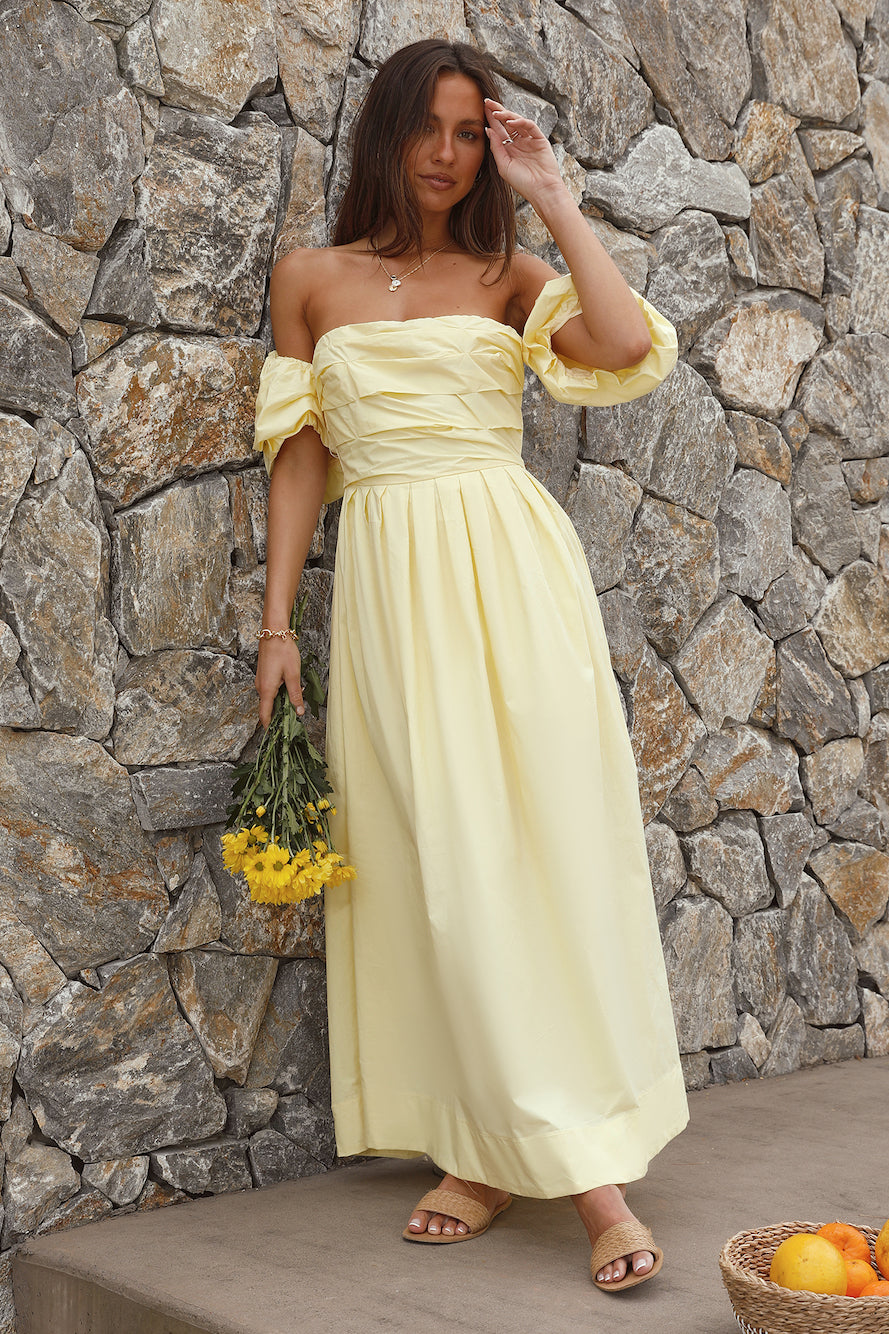 Bella Maxi Off-Shoulder Dress Yellow-Seaa Fashion