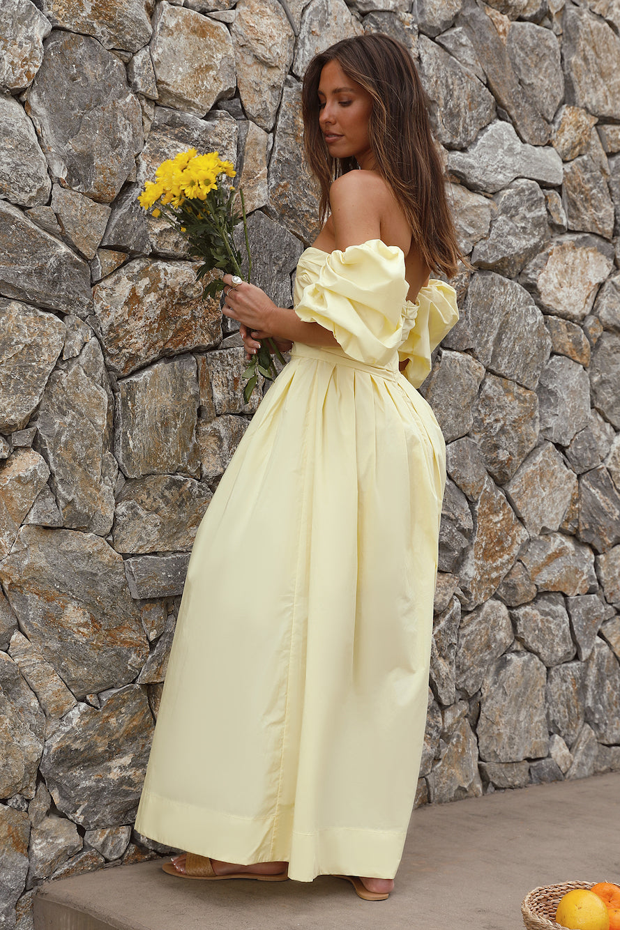 Bella Maxi Off-Shoulder Dress Yellow-Seaa Fashion