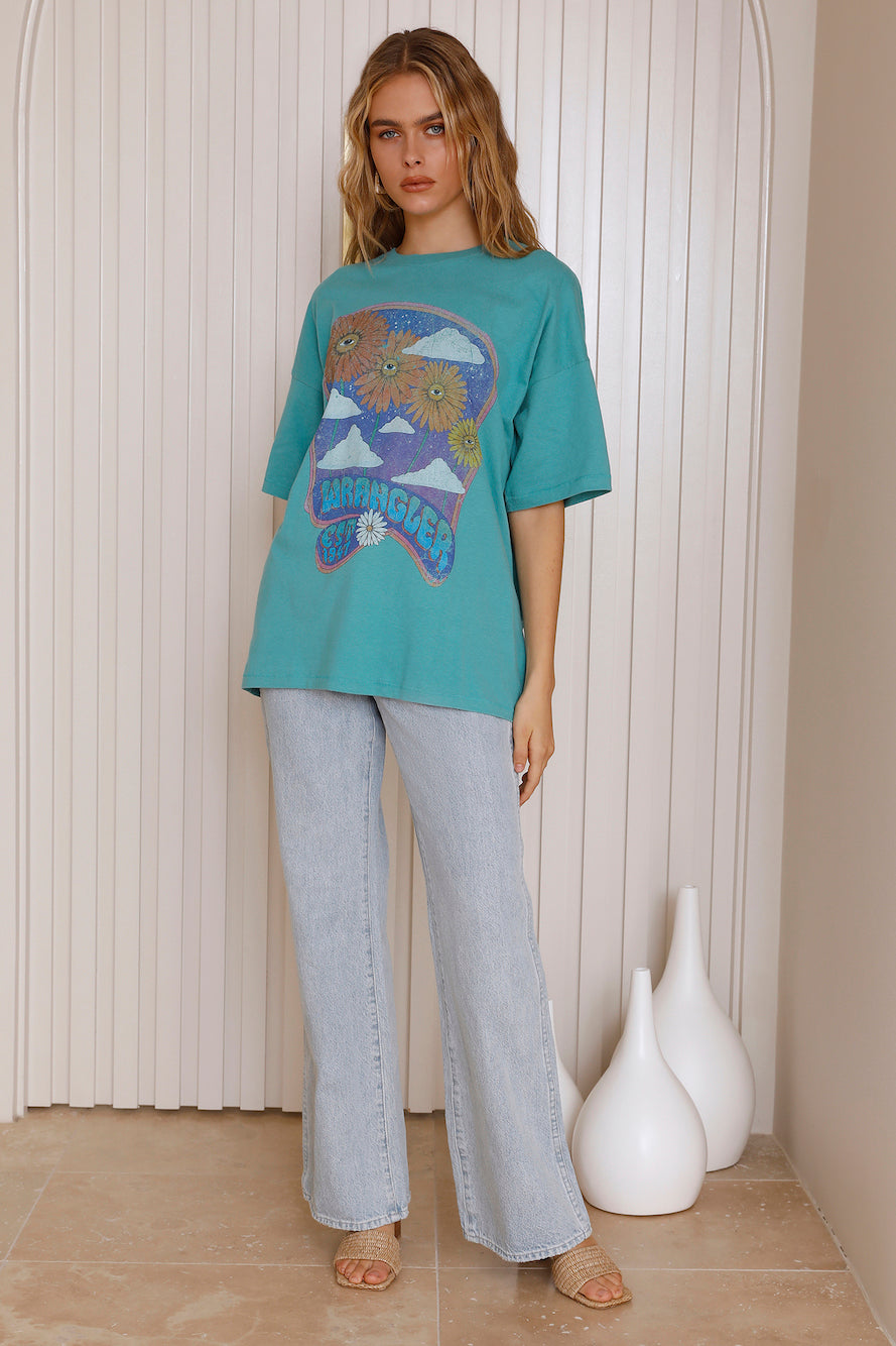 WRANGLER Boxy Slouch Tee Field Of Eyes Blue-Seaa Fashion