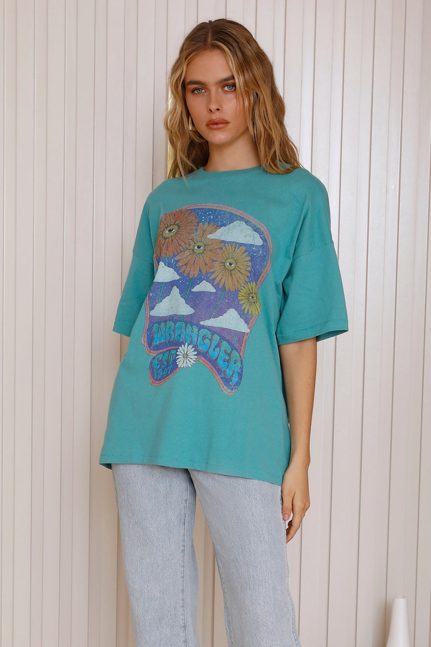 WRANGLER Boxy Slouch Tee Field Of Eyes Blue-Seaa Fashion