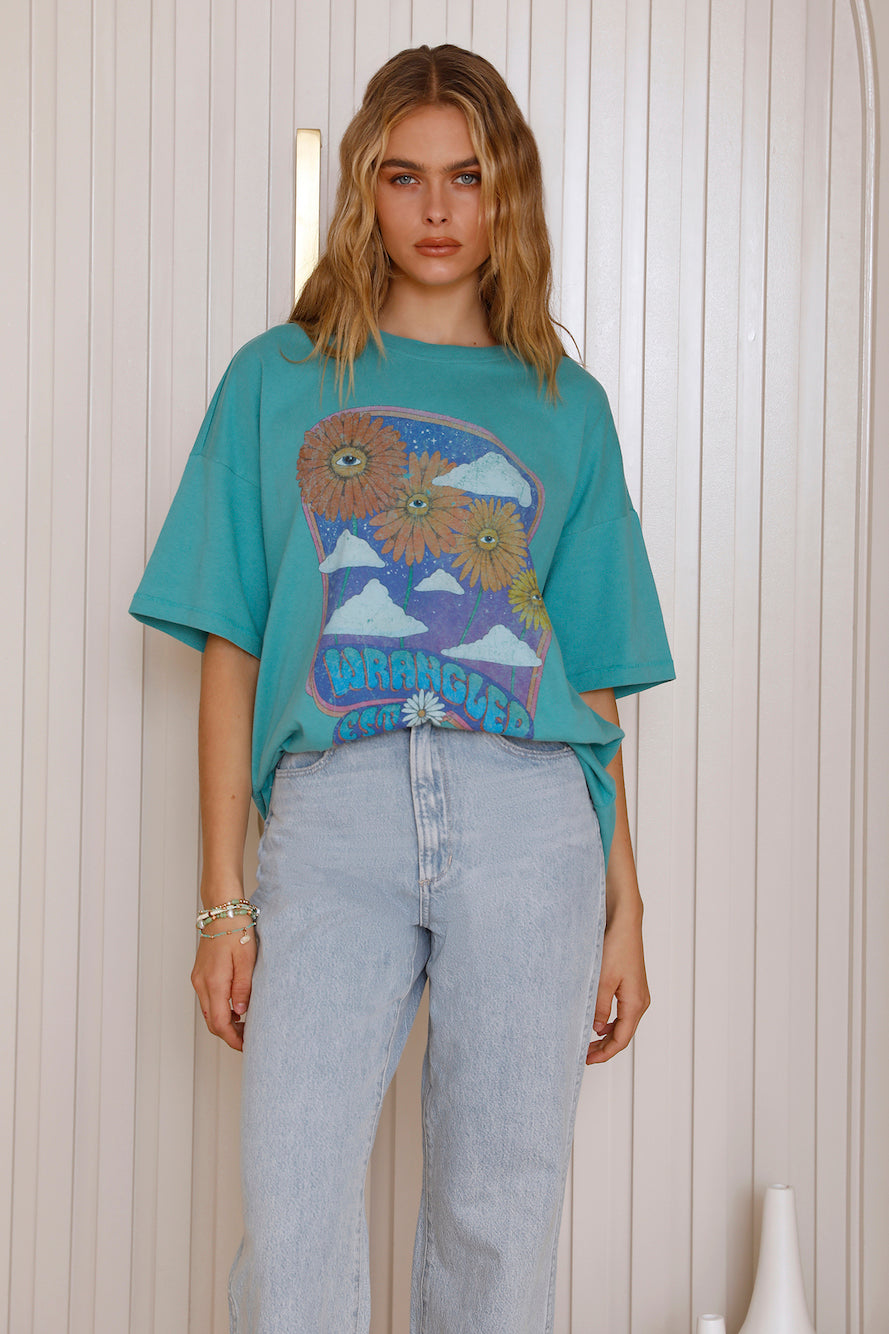 WRANGLER Boxy Slouch Tee Field Of Eyes Blue-Seaa Fashion