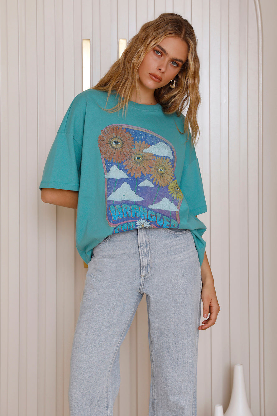WRANGLER Boxy Slouch Tee Field Of Eyes Blue-Seaa Fashion