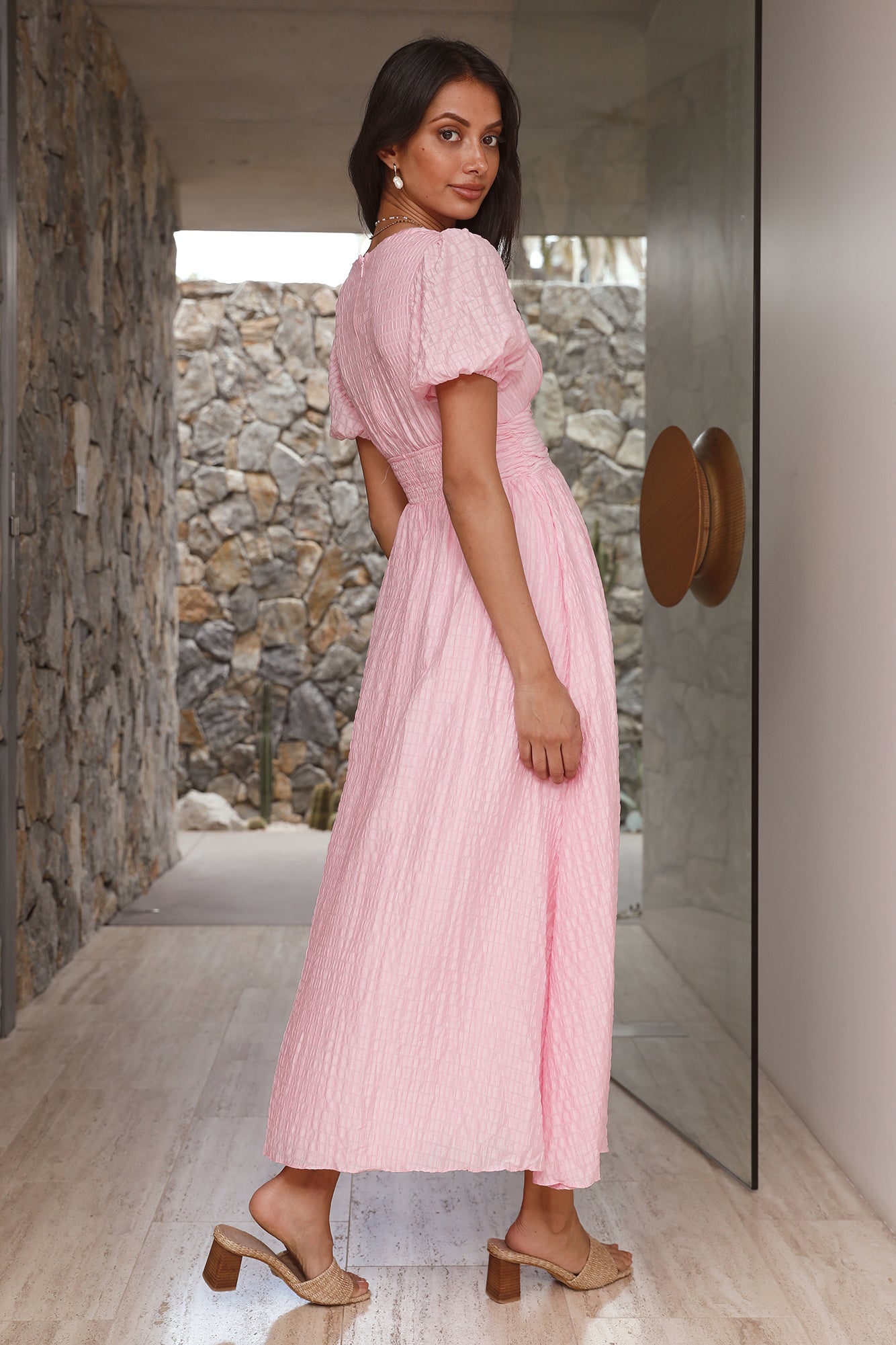 Busy Bee Maxi Dress Pink-Seaa Fashion