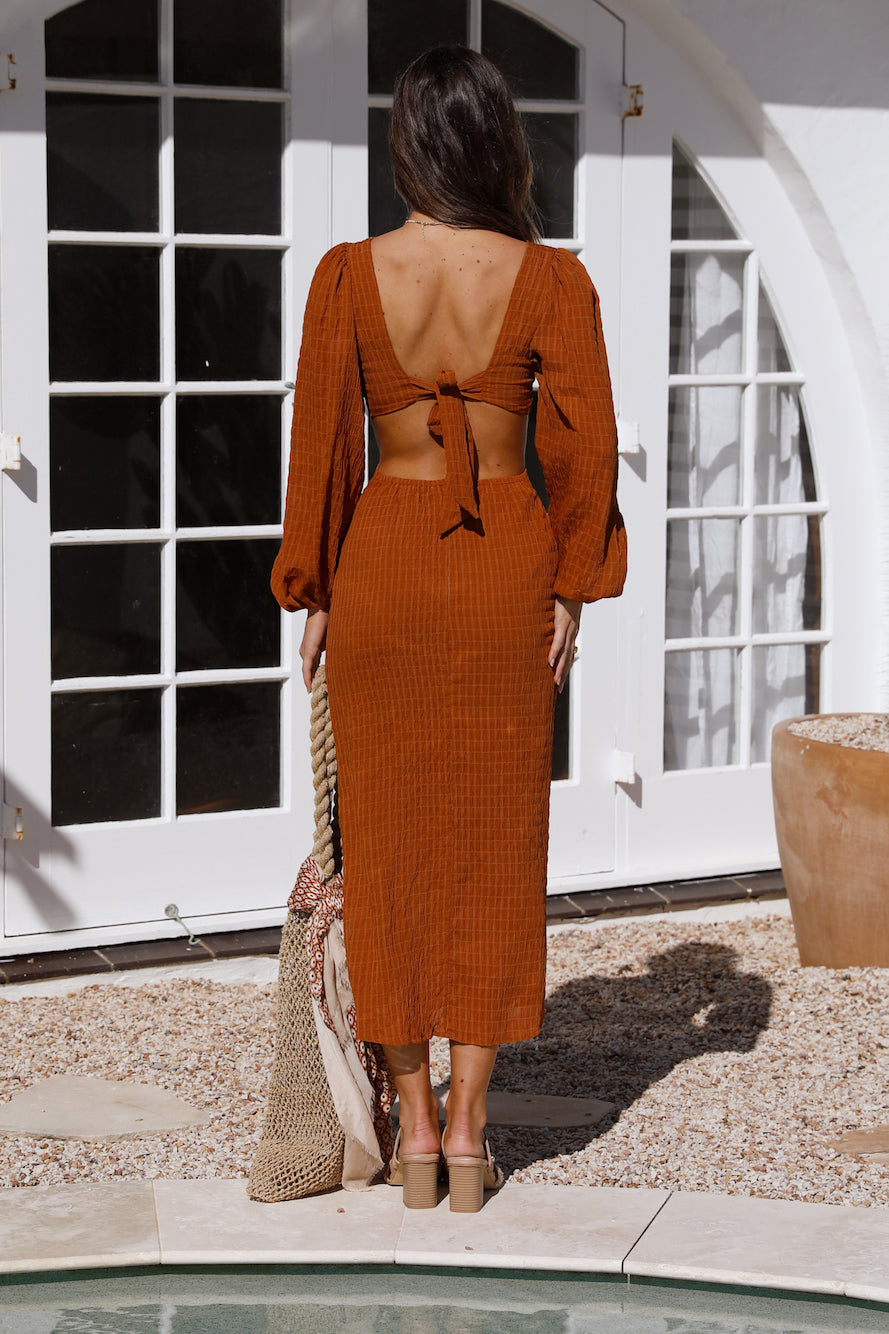 Traveler Maxi Dress Brown-Seaa Fashion