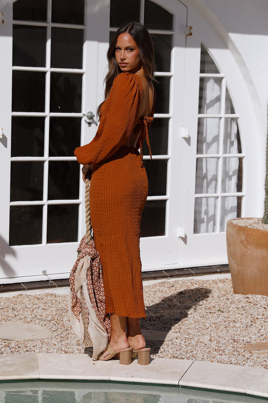 Traveler Maxi Dress Brown-Seaa Fashion