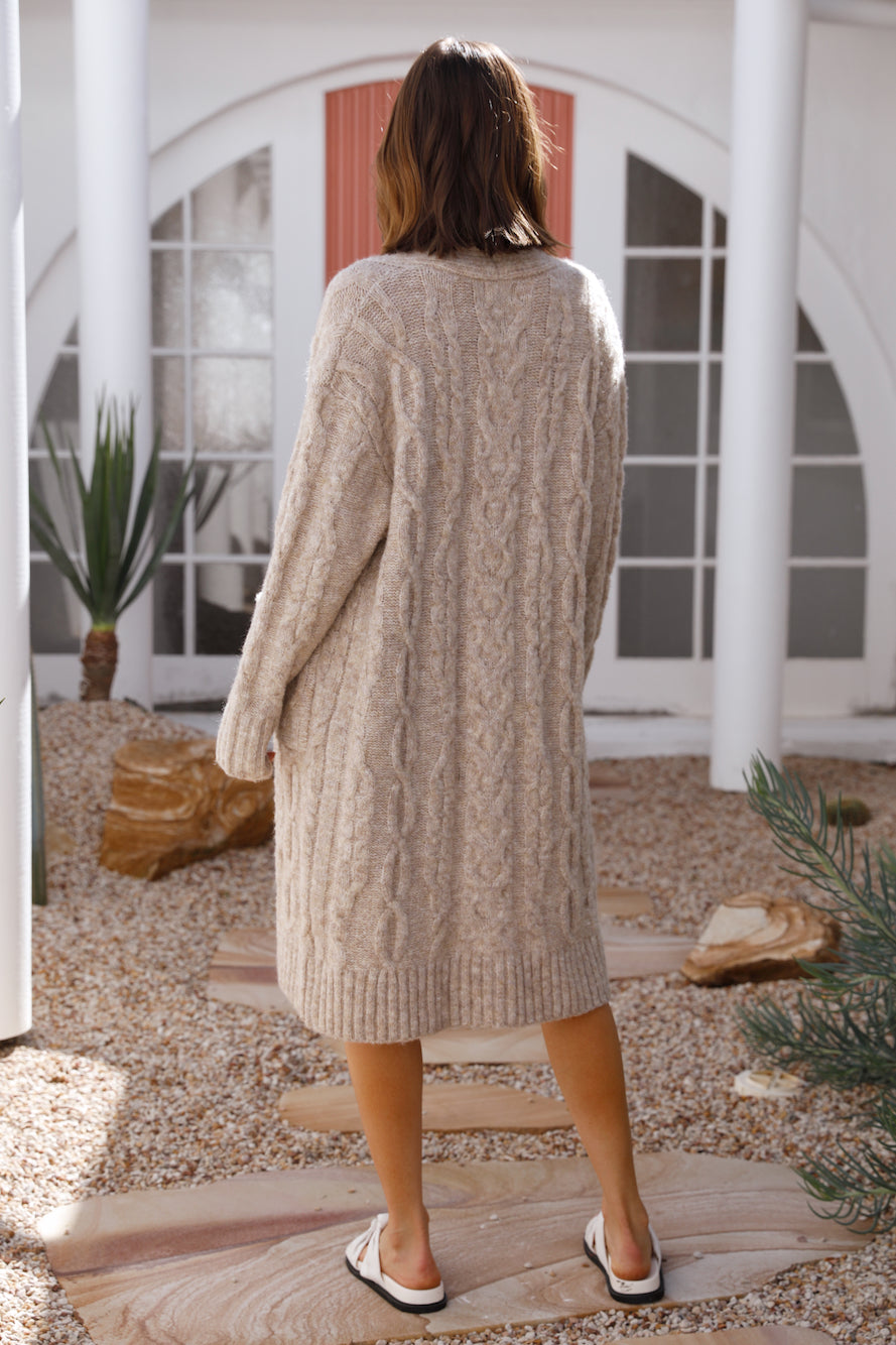 SNDYS Jet Cable Knit Cardi Mushroom-Seaa Fashion