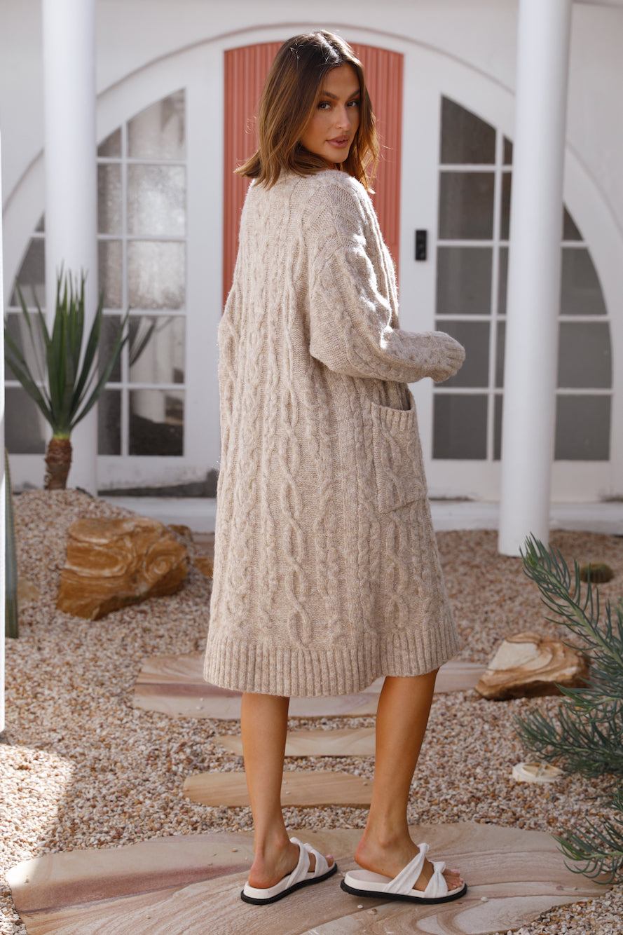 SNDYS Jet Cable Knit Cardi Mushroom-Seaa Fashion