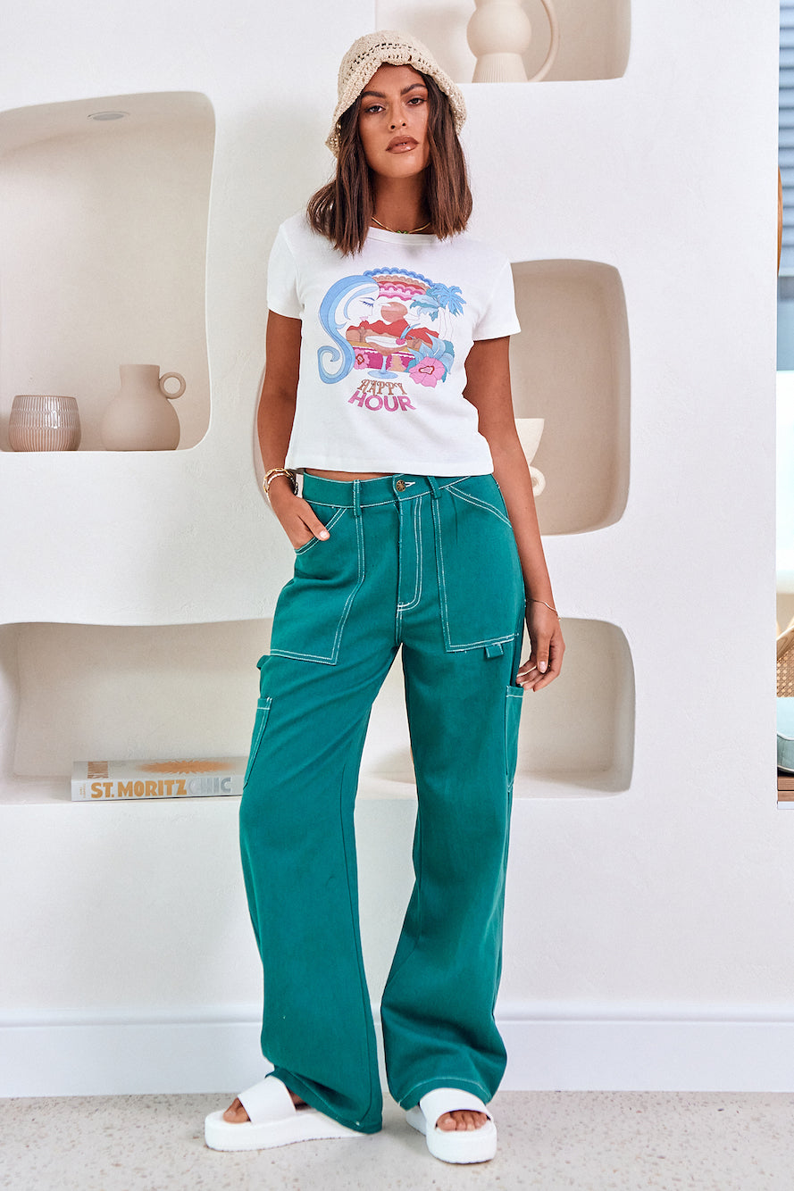 CHARLIE HOLIDAY Happy Holiday Fitted Tee White-Seaa Fashion