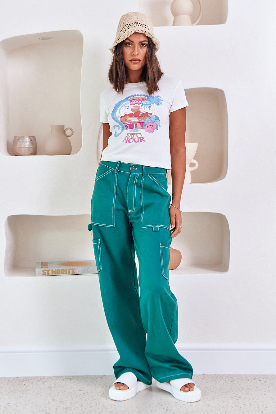 CHARLIE HOLIDAY Happy Holiday Fitted Tee White-Seaa Fashion