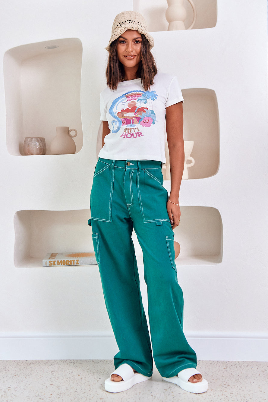 CHARLIE HOLIDAY Happy Holiday Fitted Tee White-Seaa Fashion