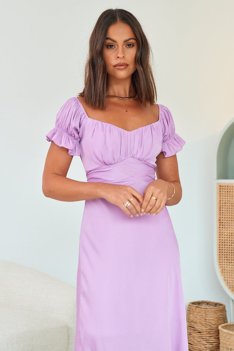 Sumatra Midi Dress Purple-Seaa Fashion