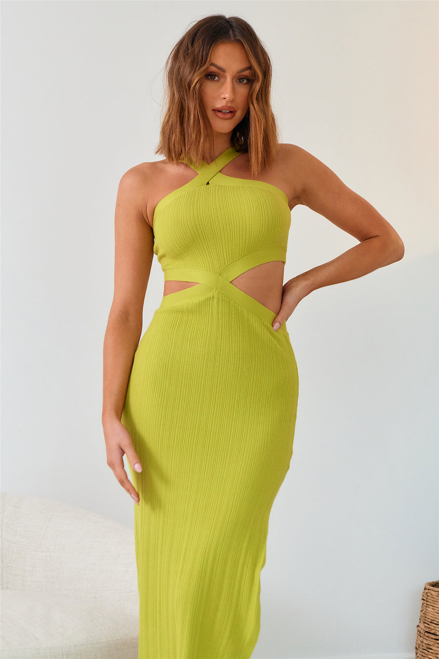 Leafy Quartz Knit Maxi Dress Green-Seaa Fashion