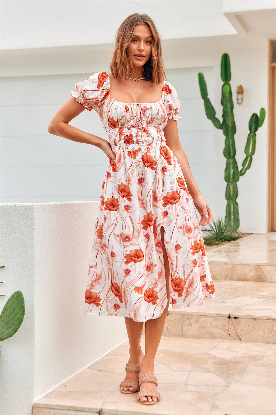 Cantabile Midi Dress Orange-Seaa Fashion