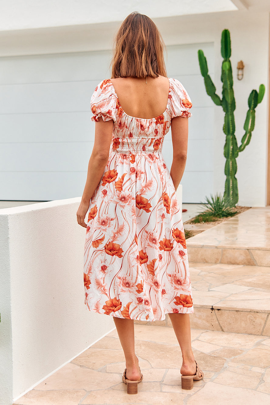 Cantabile Midi Dress Orange-Seaa Fashion