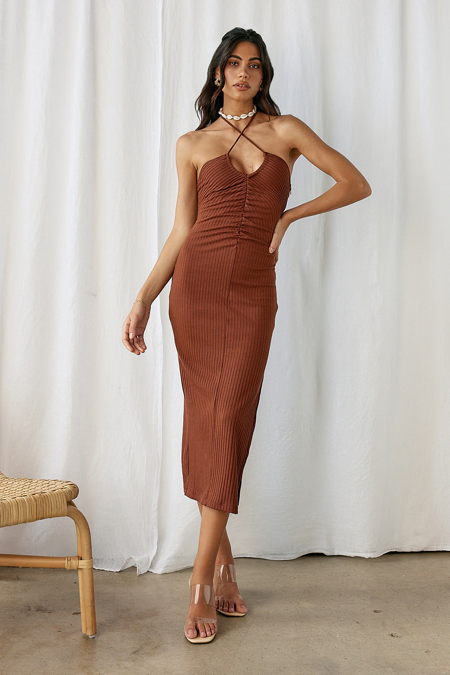 Best Of The Best Maxi Dress Brown-Seaa Fashion