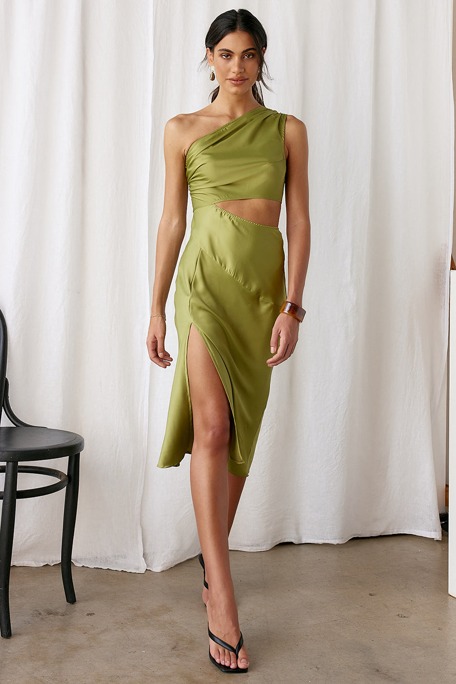 Evening Calling Midi Dress Green-Seaa Fashion