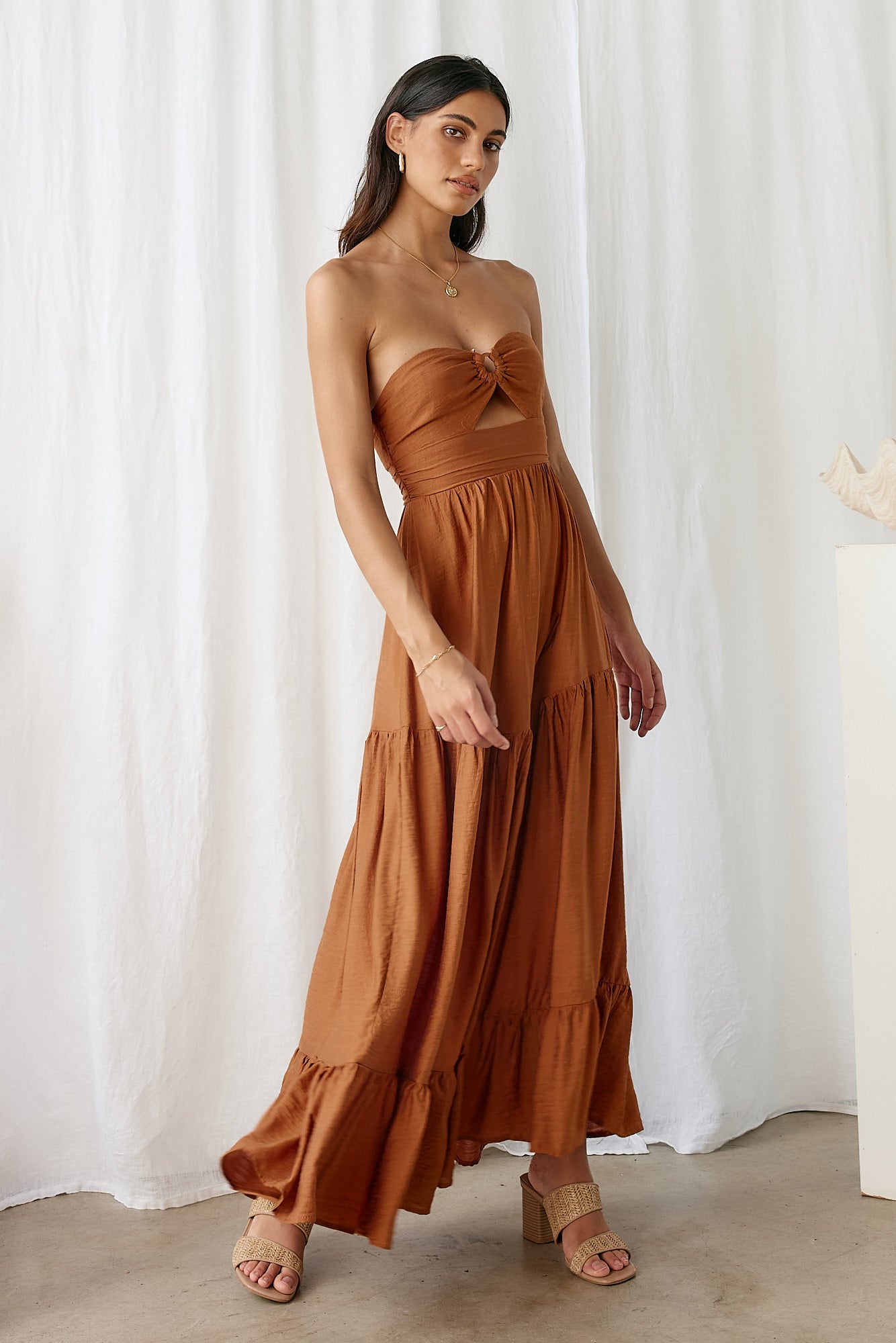 Let's Fly Away Maxi Dress Tan-Seaa Fashion