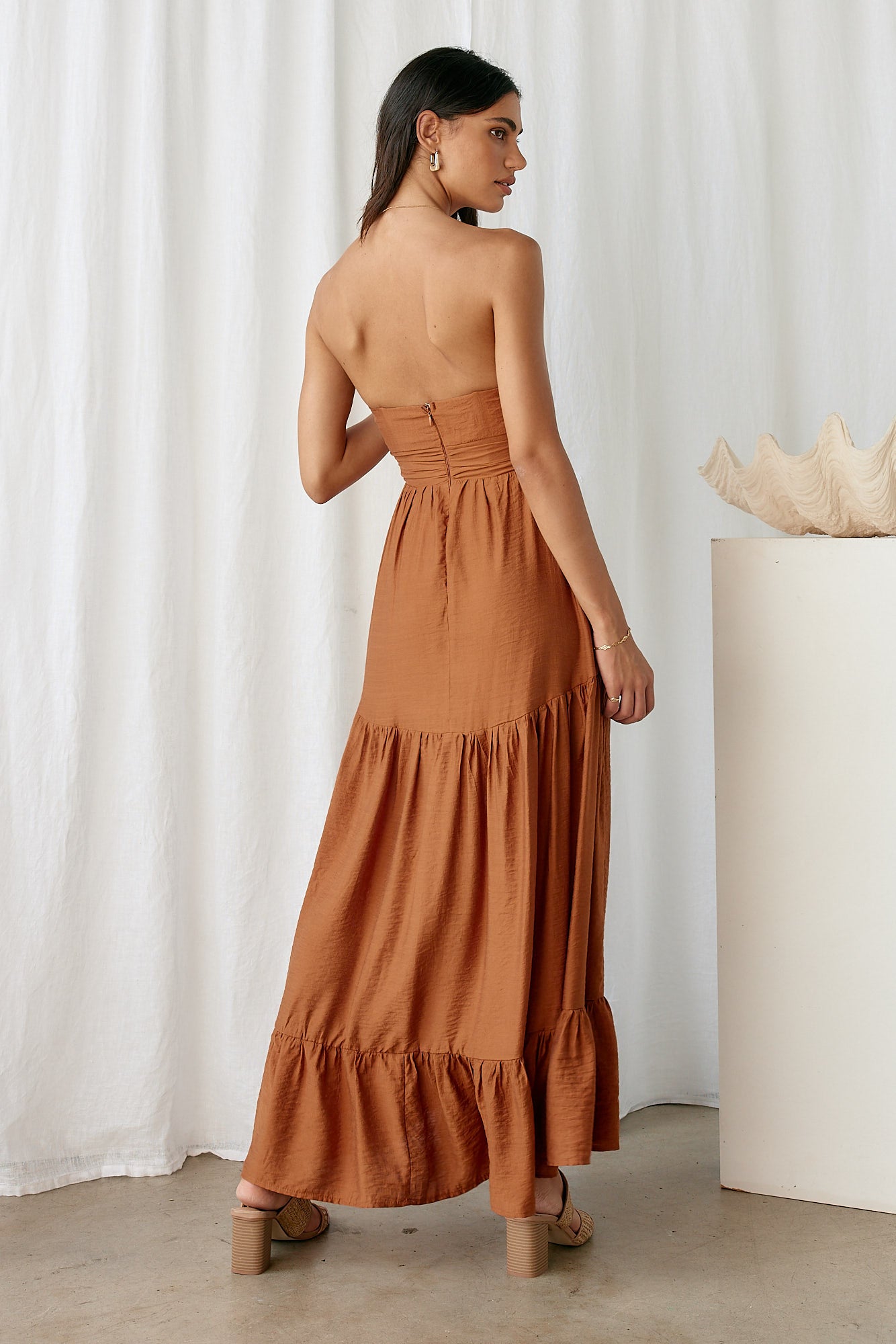 Let's Fly Away Maxi Dress Tan-Seaa Fashion