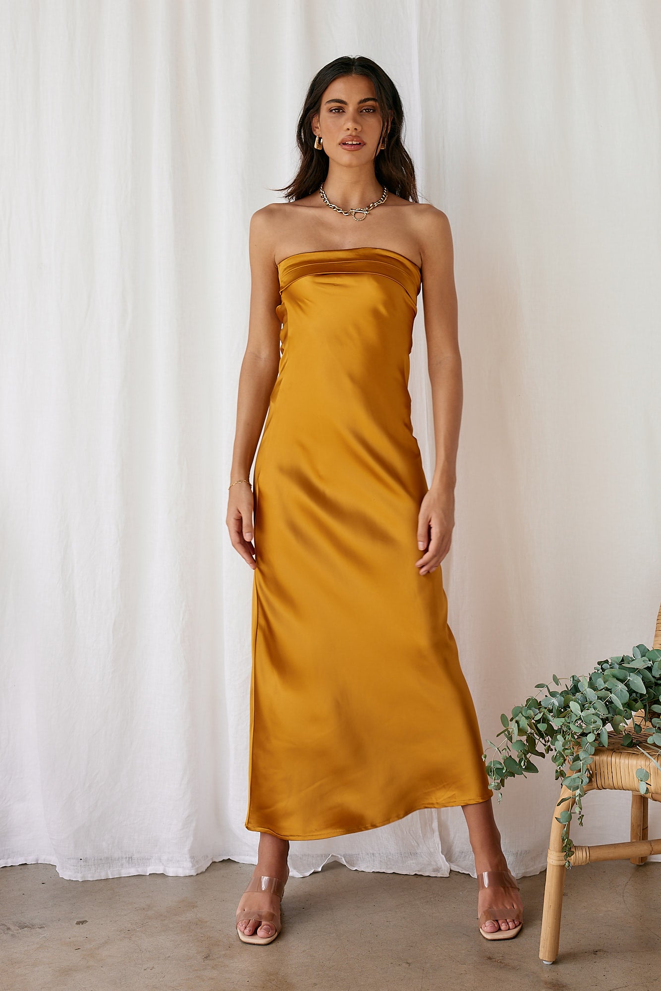 Gleam In Gold Maxi Dress Yellow-Seaa Fashion