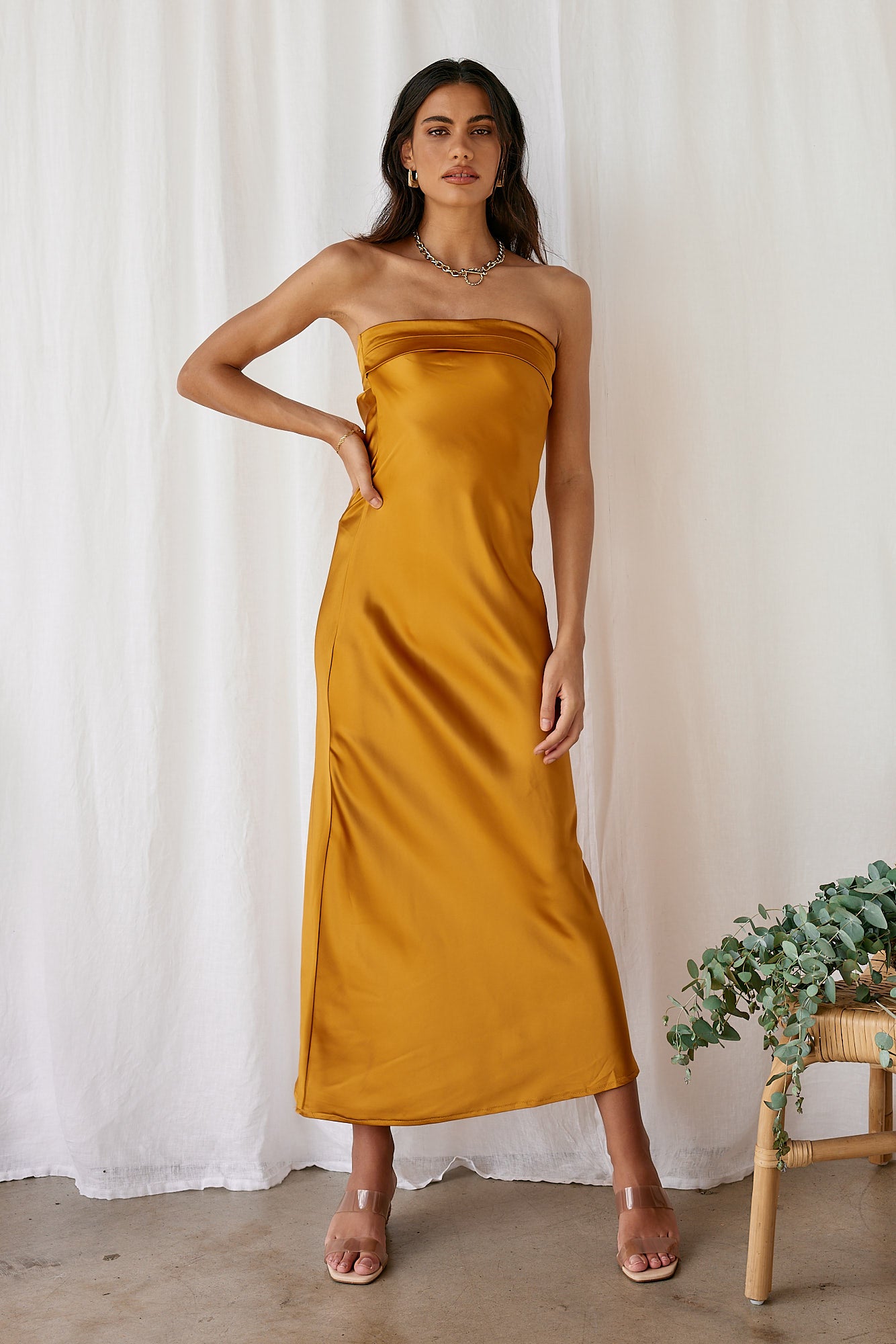 Gleam In Gold Maxi Dress Yellow-Seaa Fashion