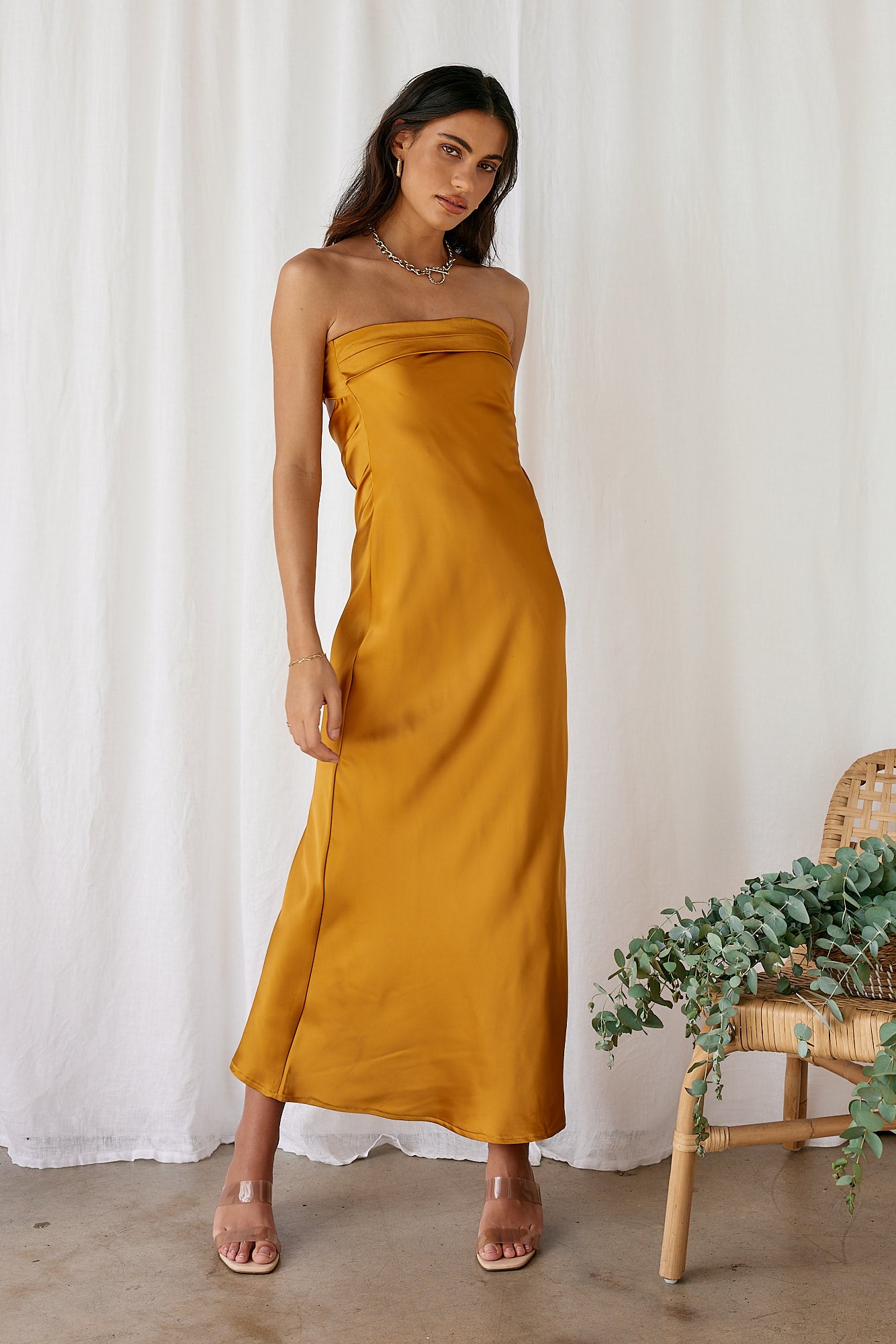 Gleam In Gold Maxi Dress Yellow-Seaa Fashion