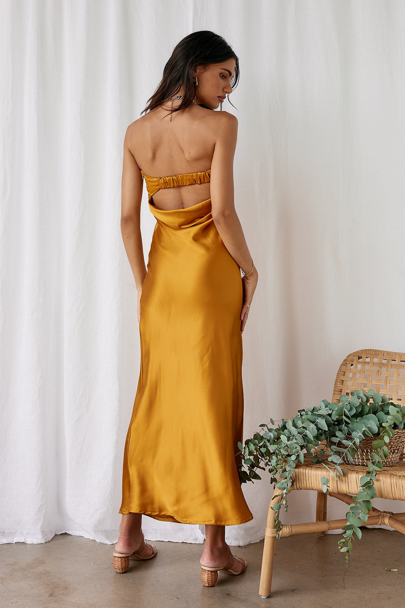 Gleam In Gold Maxi Dress Yellow-Seaa Fashion