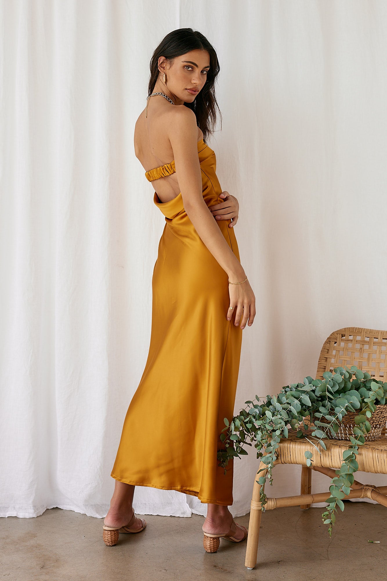 Gleam In Gold Maxi Dress Yellow-Seaa Fashion
