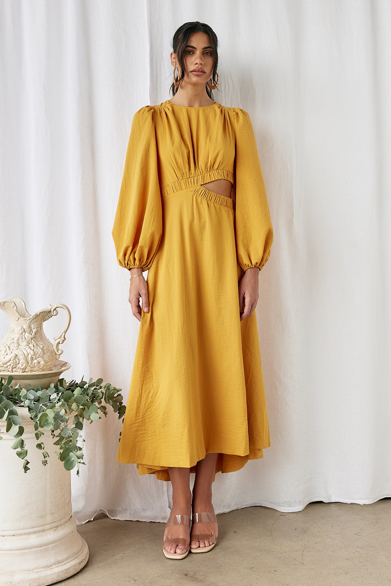 Up All Night Maxi Dress Mustard-Seaa Fashion