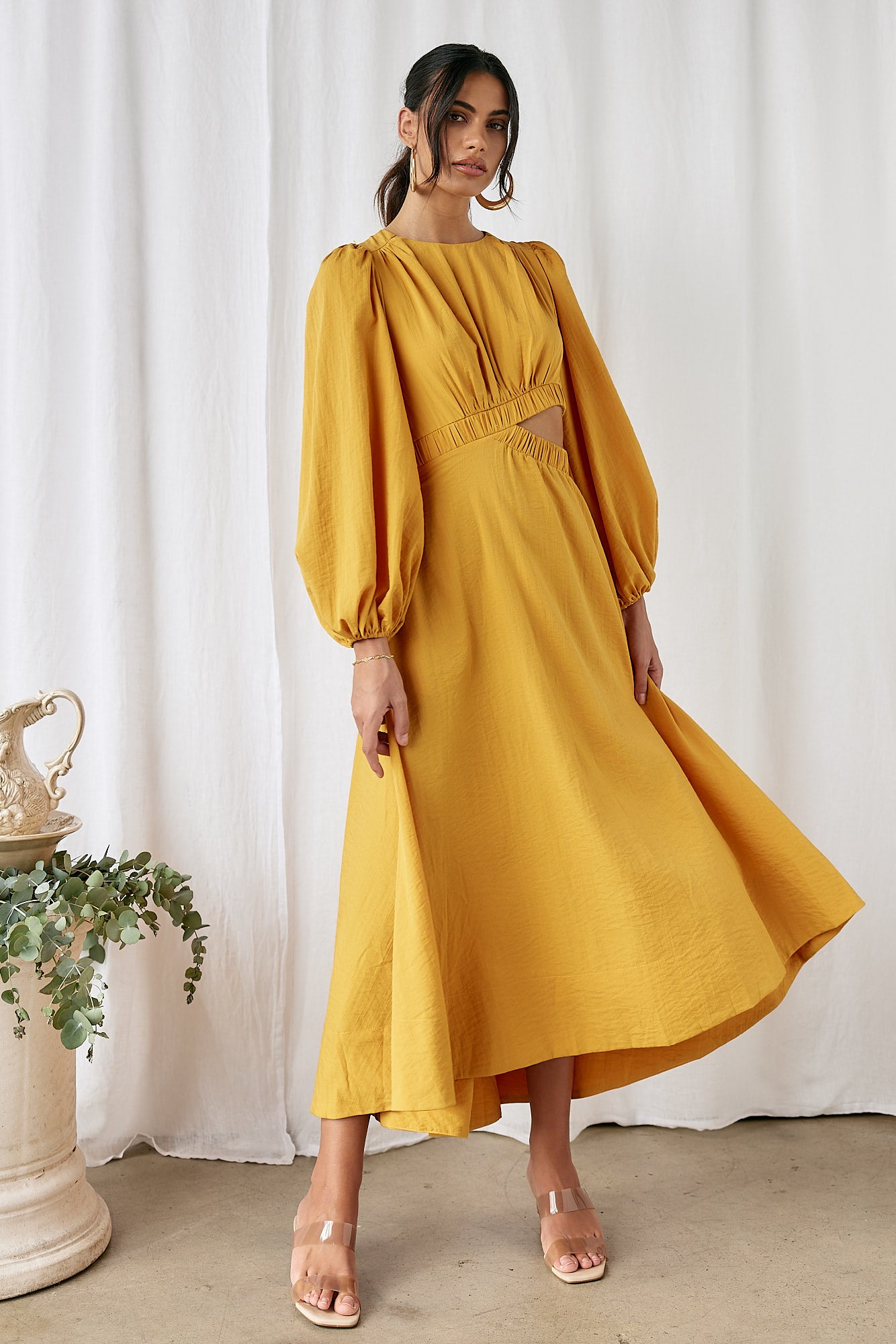 Up All Night Maxi Dress Mustard-Seaa Fashion