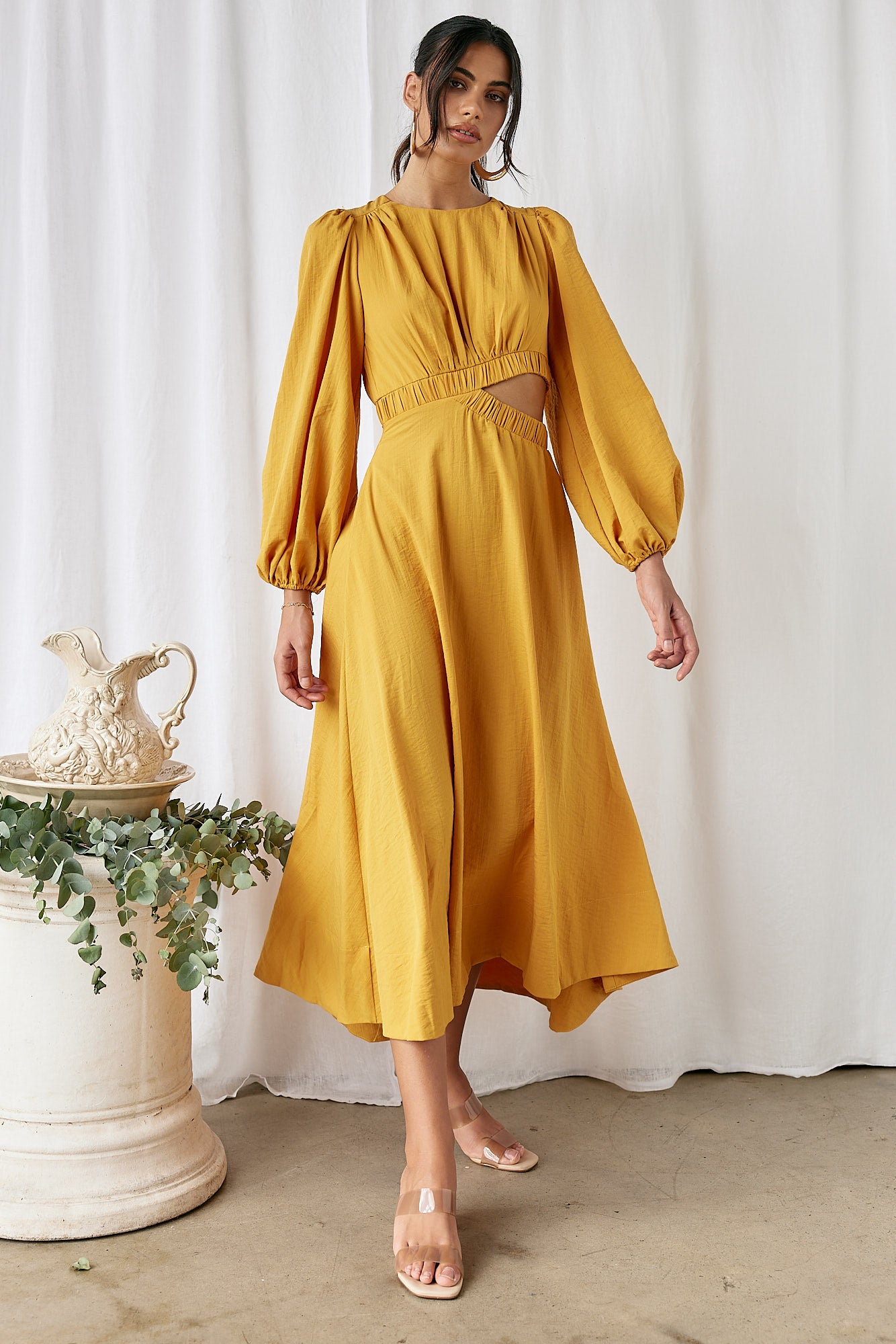 Up All Night Maxi Dress Mustard-Seaa Fashion