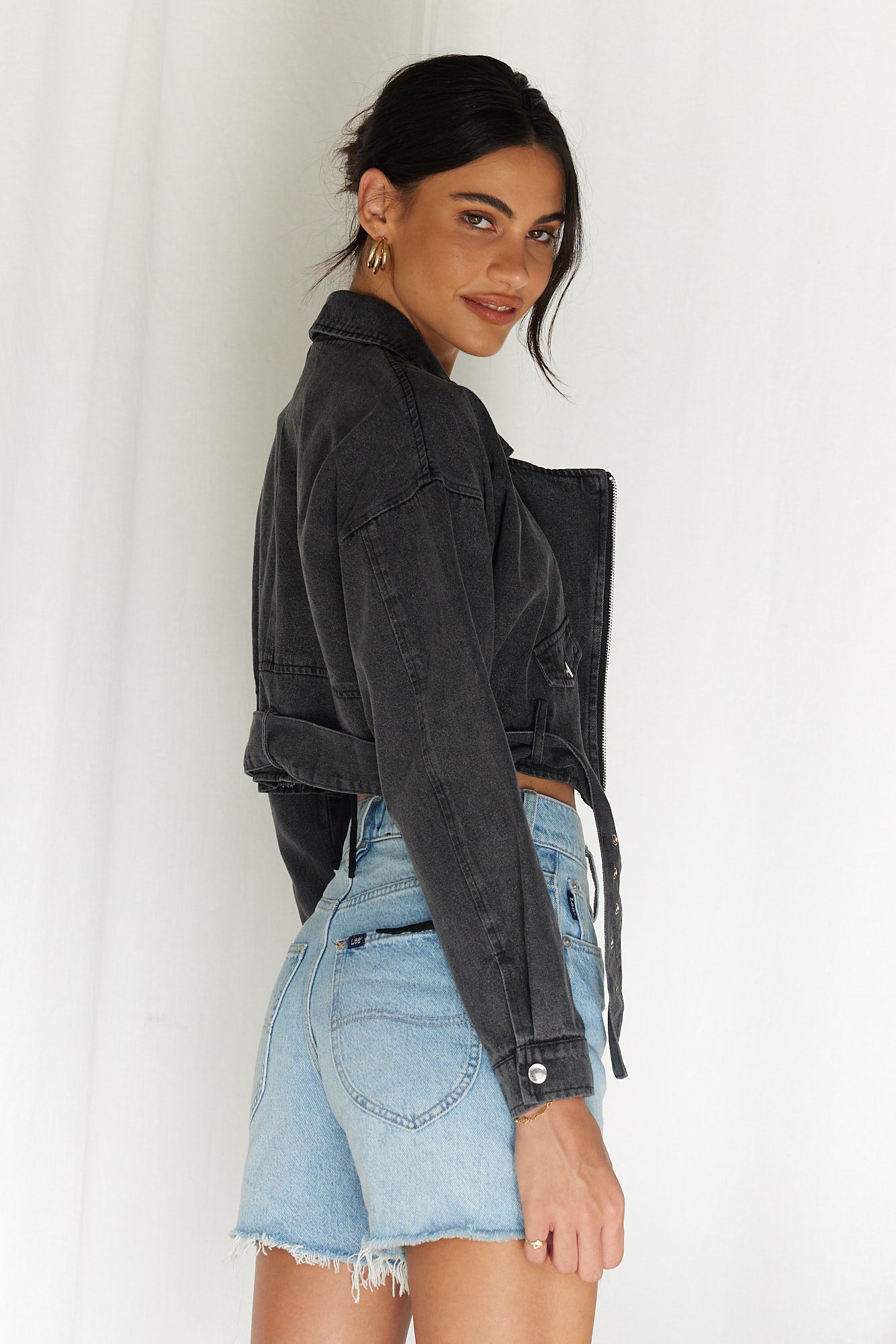 Arena Jacket Black Denim-Seaa Fashion