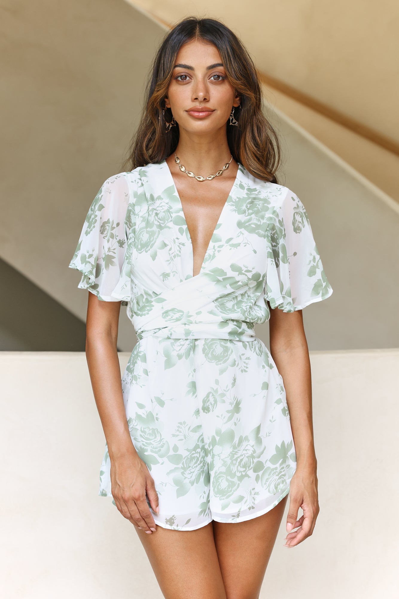 Evergreen Leaves Romper-Seaa Fashion