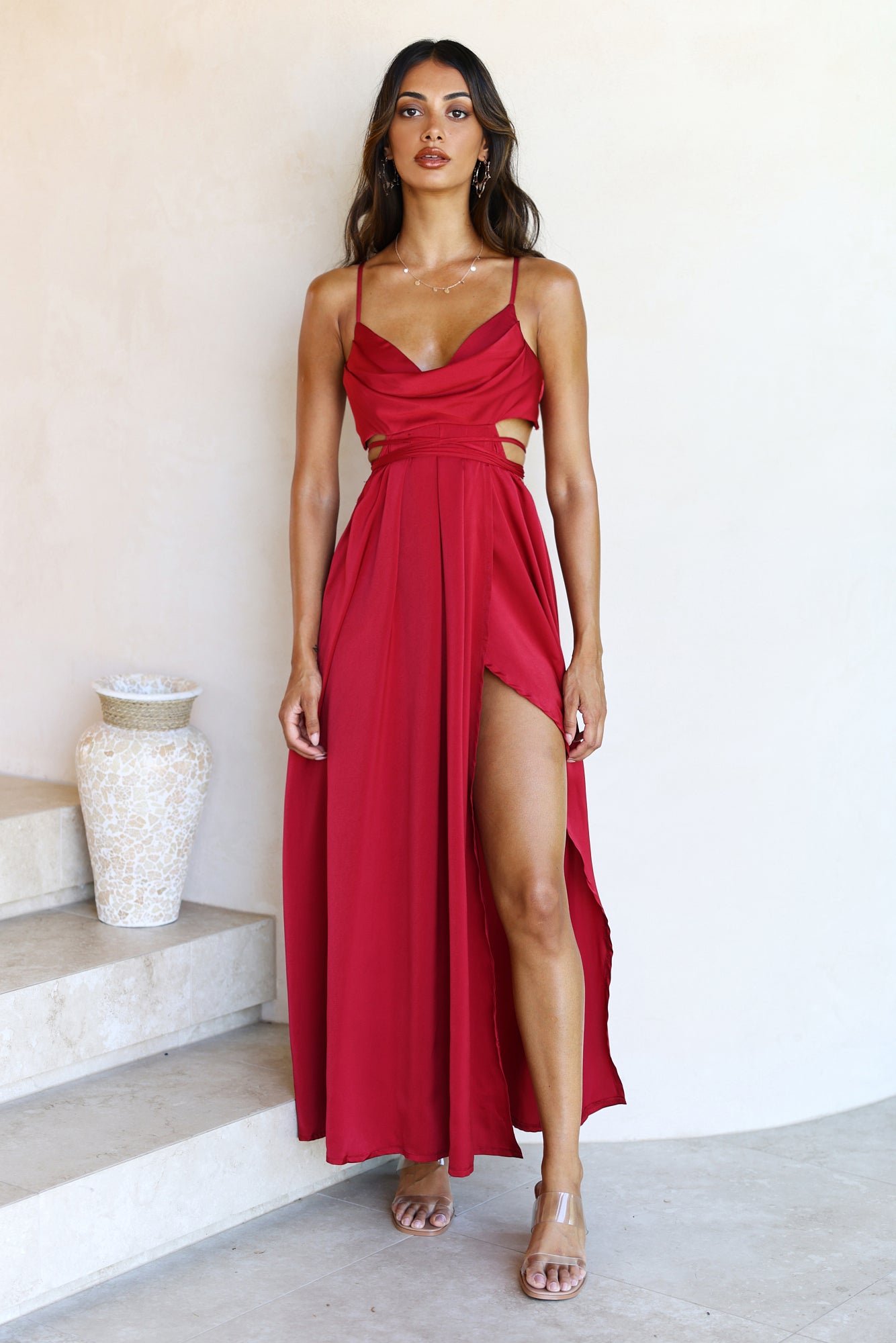 With You Maxi Dress Wine-Seaa Fashion