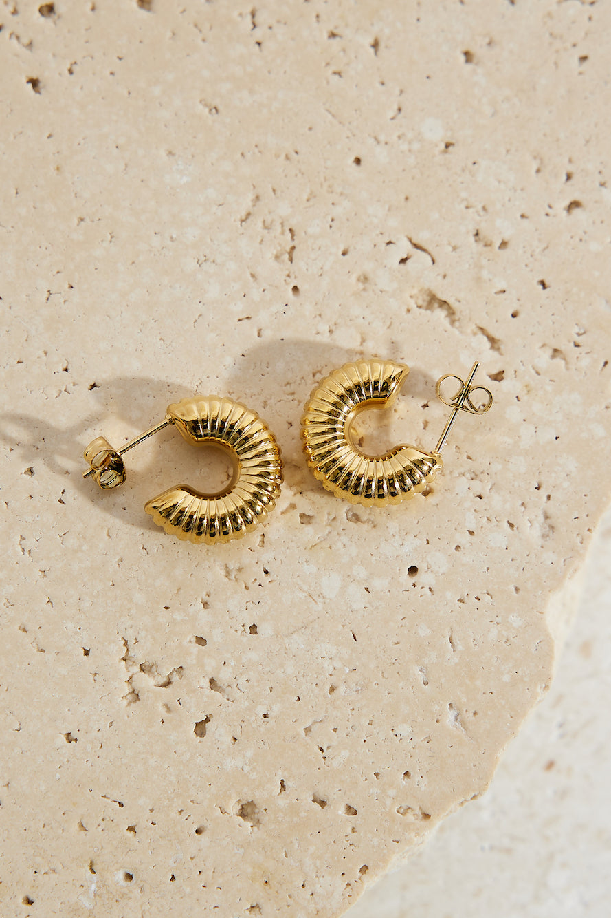 18k Gold Plated Spring Into Step Hoop Earrings Gold-Seaa Fashion