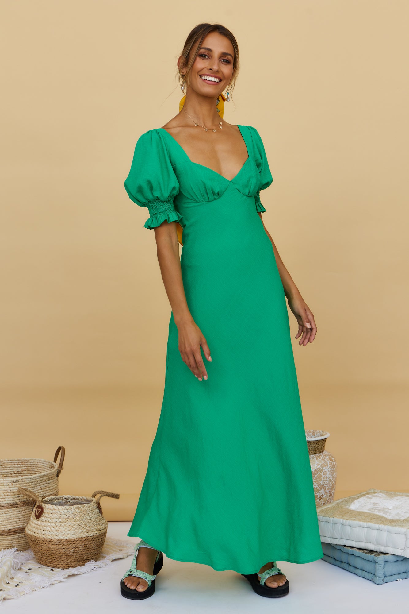 Calyx Maxi Dress Green-Seaa Fashion