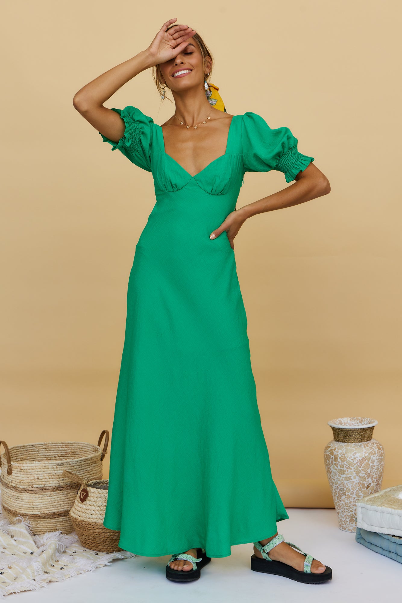Calyx Maxi Dress Green-Seaa Fashion