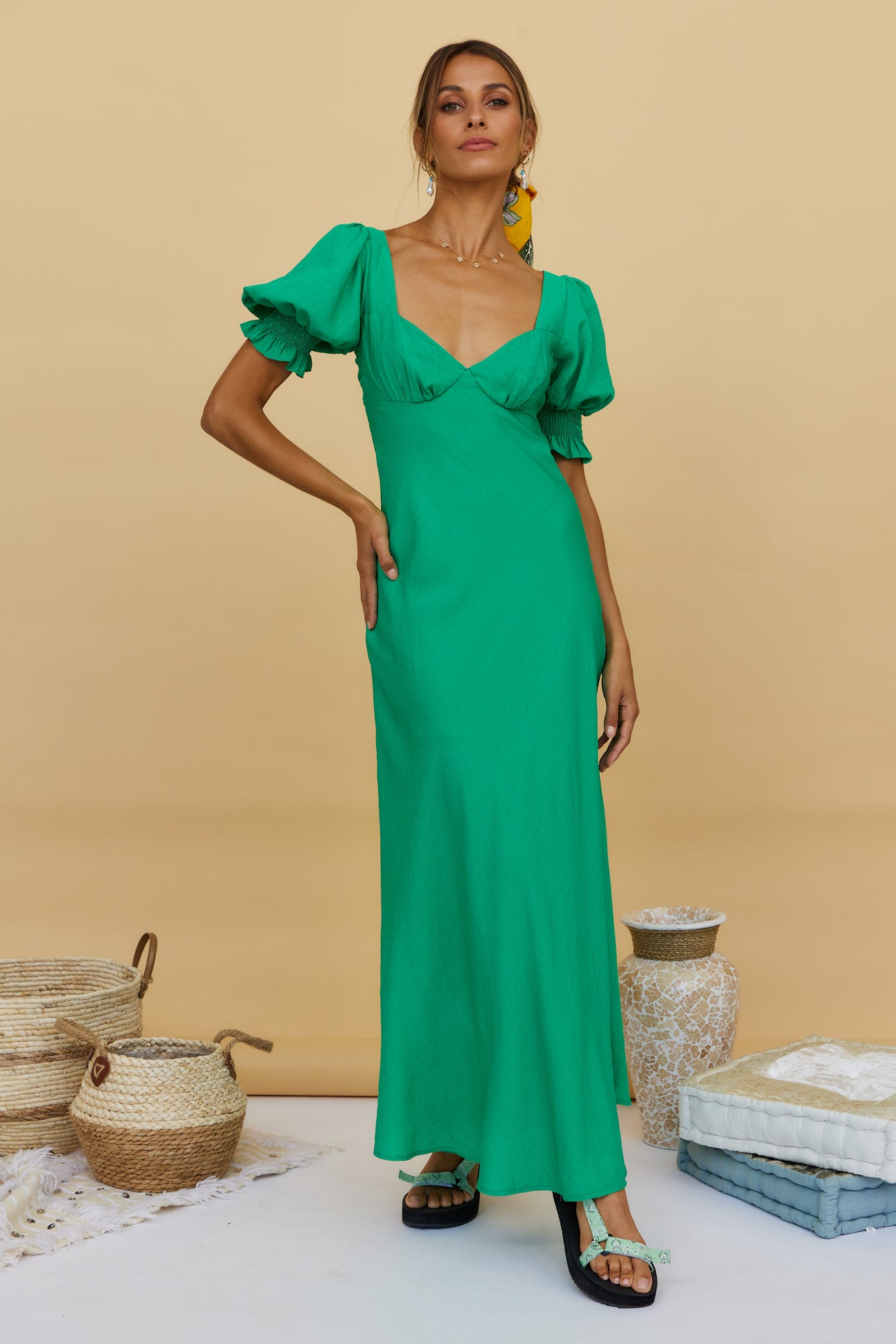 Calyx Maxi Dress Green-Seaa Fashion