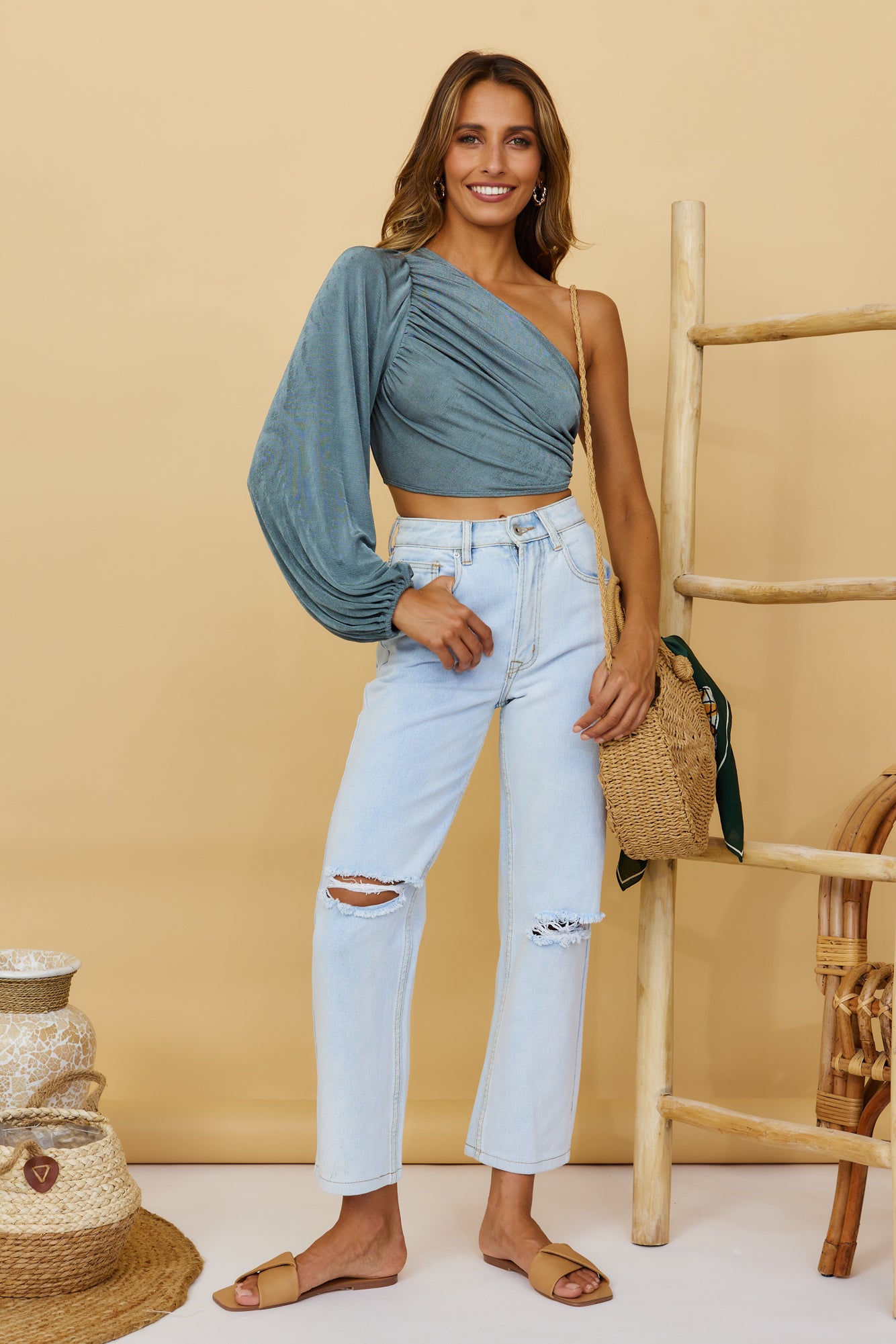 Wake Up Crop Top Khaki-Seaa Fashion