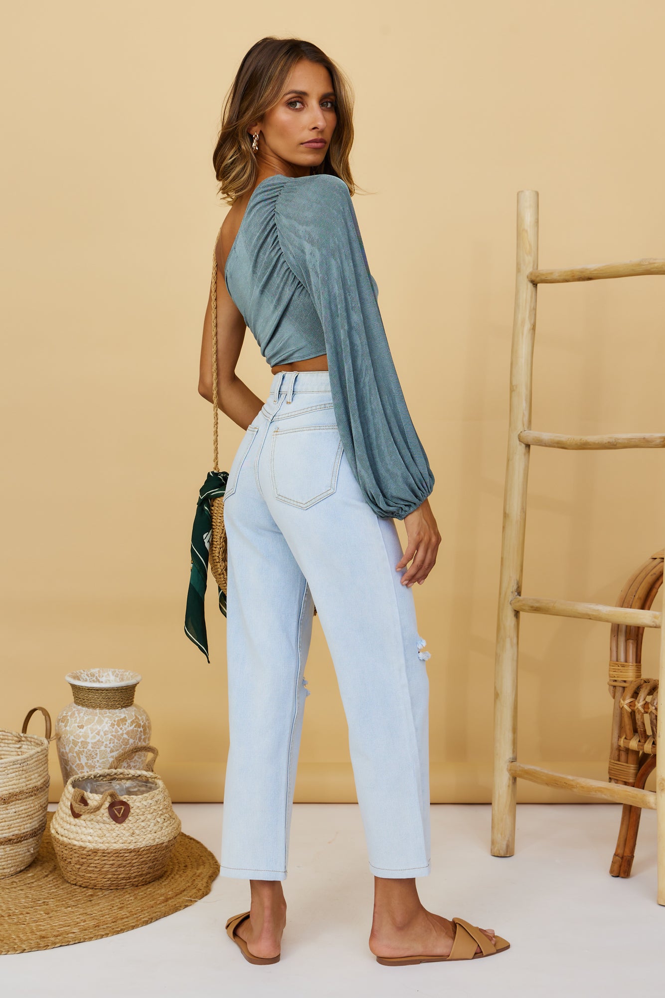 Wake Up Crop Top Khaki-Seaa Fashion