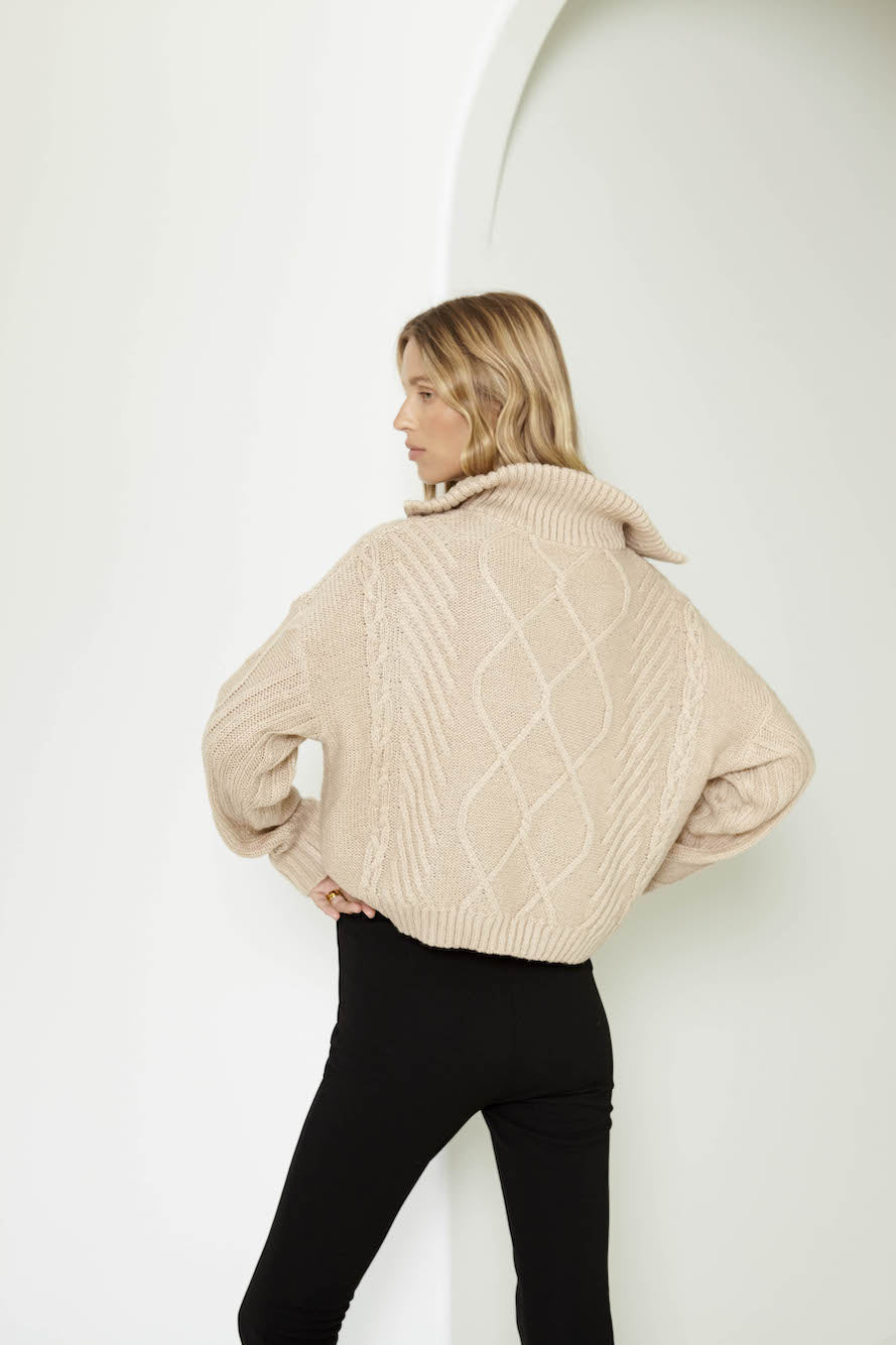 SNDYS Jax Crop Jumper Beige-Seaa Fashion