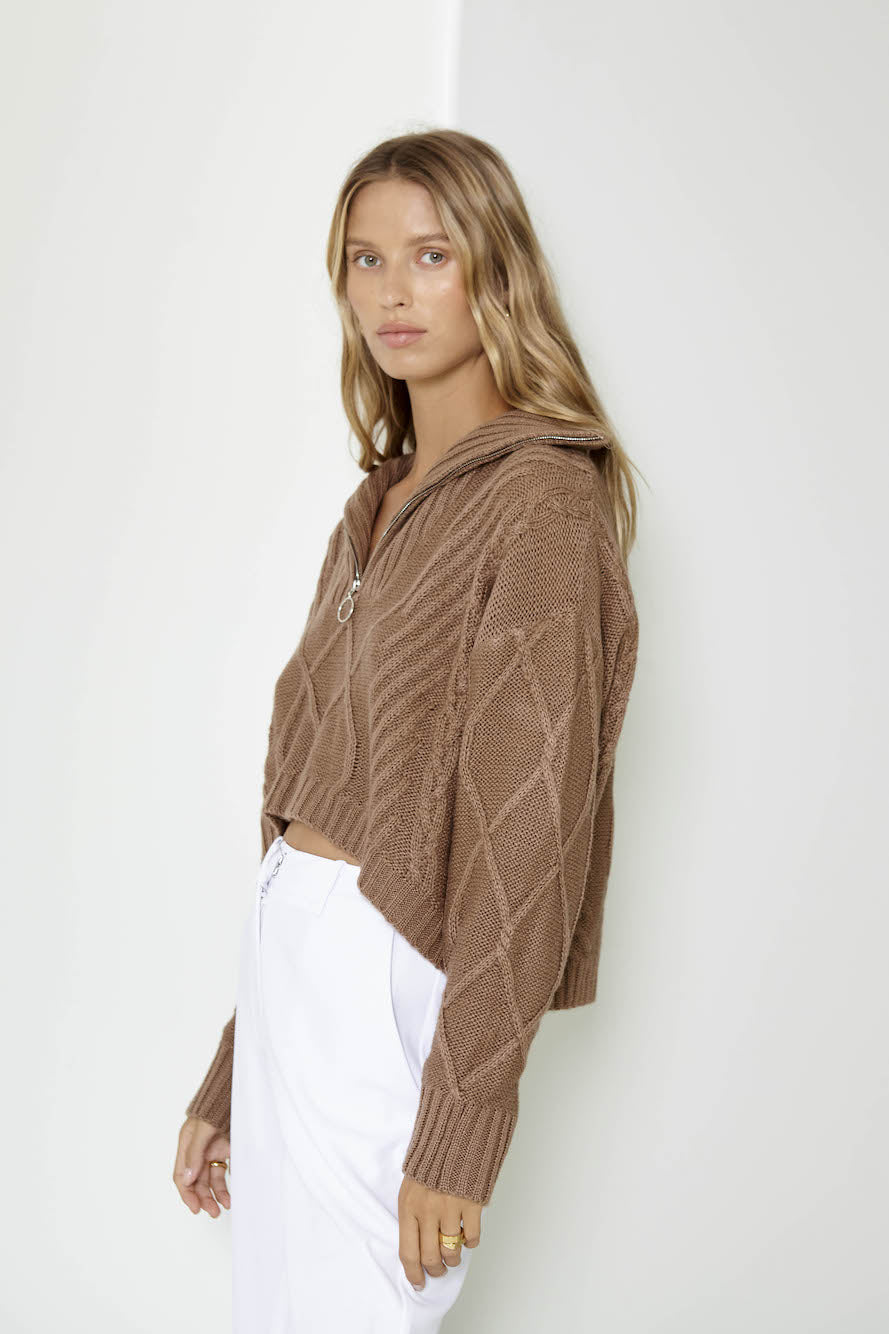SNDYS Jax Crop Jumper Mocha-Seaa Fashion