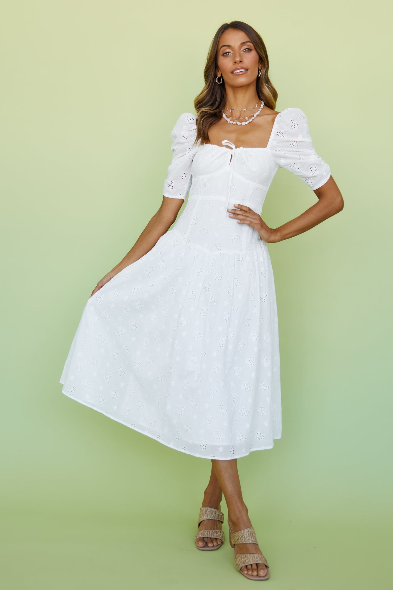 Transcendence Midi Dress White-Seaa Fashion