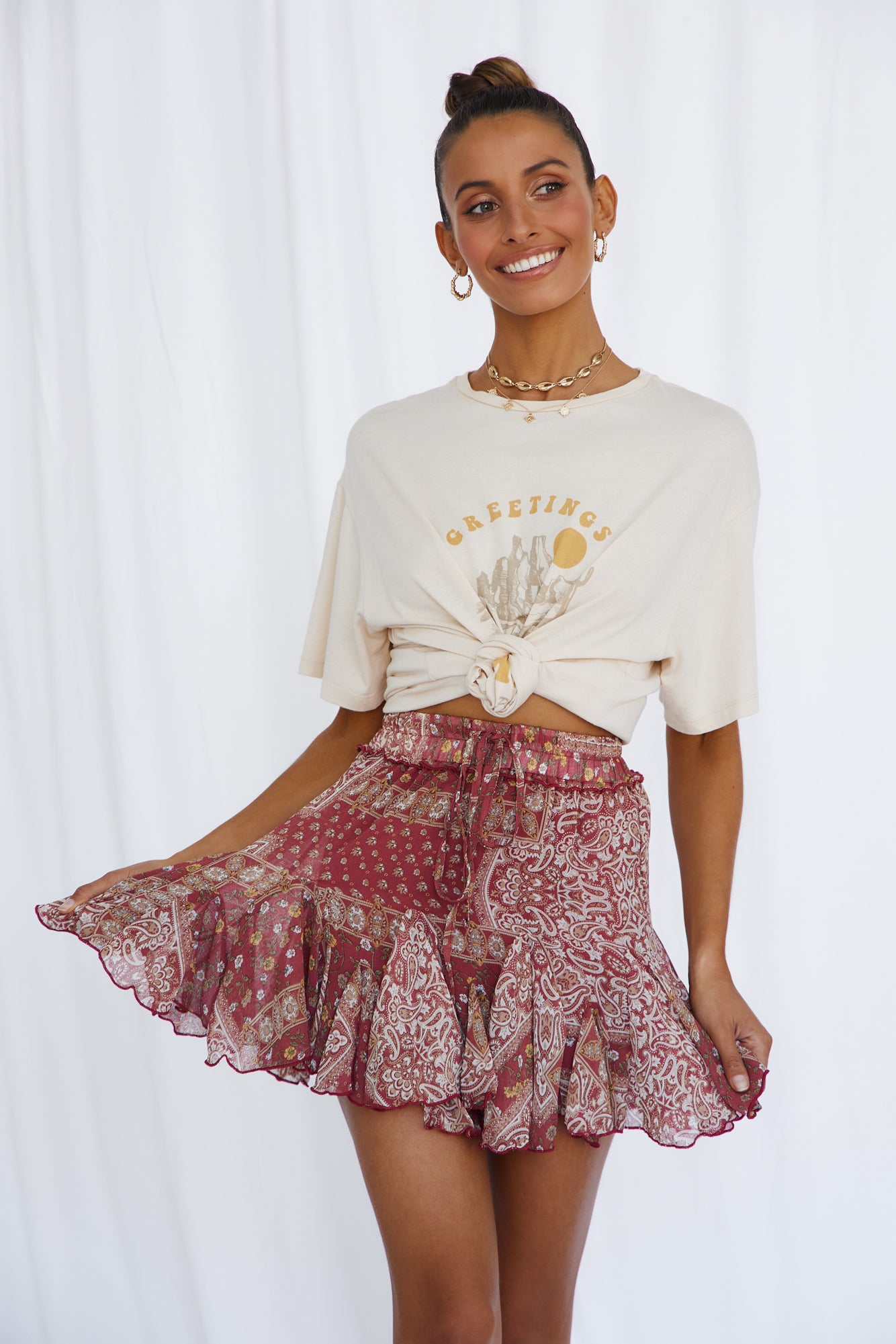 Carea Skirt Wine-Seaa Fashion