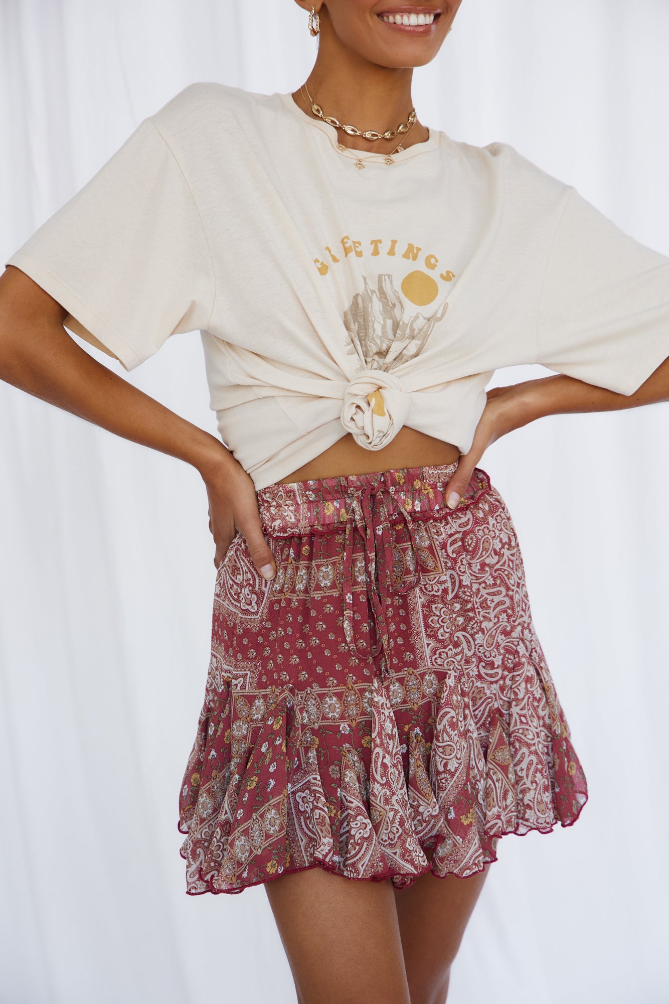 Carea Skirt Wine-Seaa Fashion