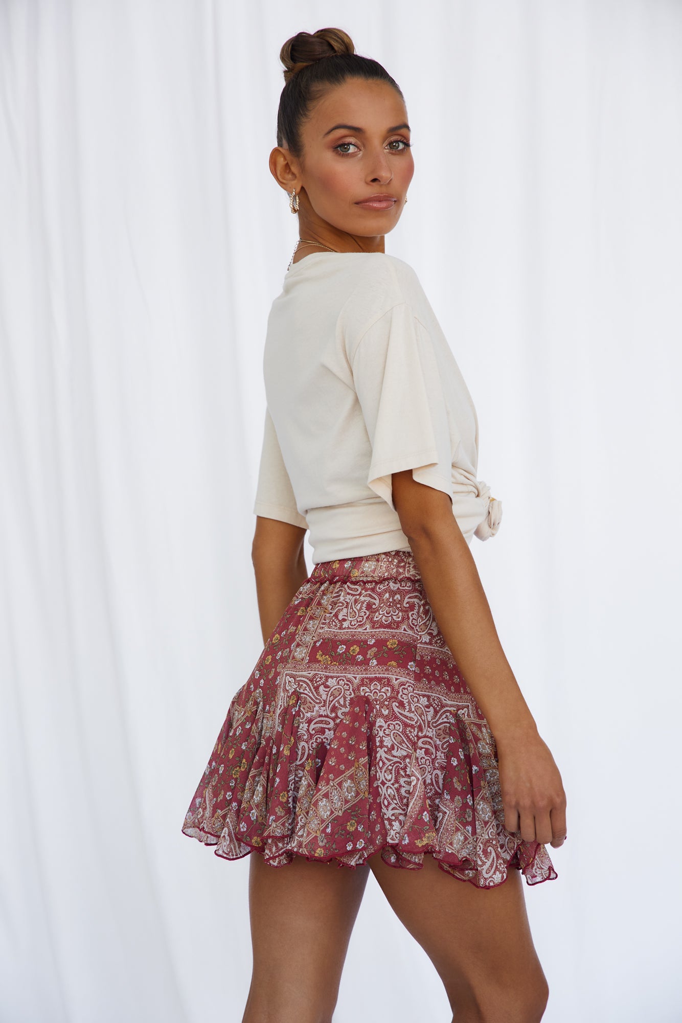 Carea Skirt Wine-Seaa Fashion