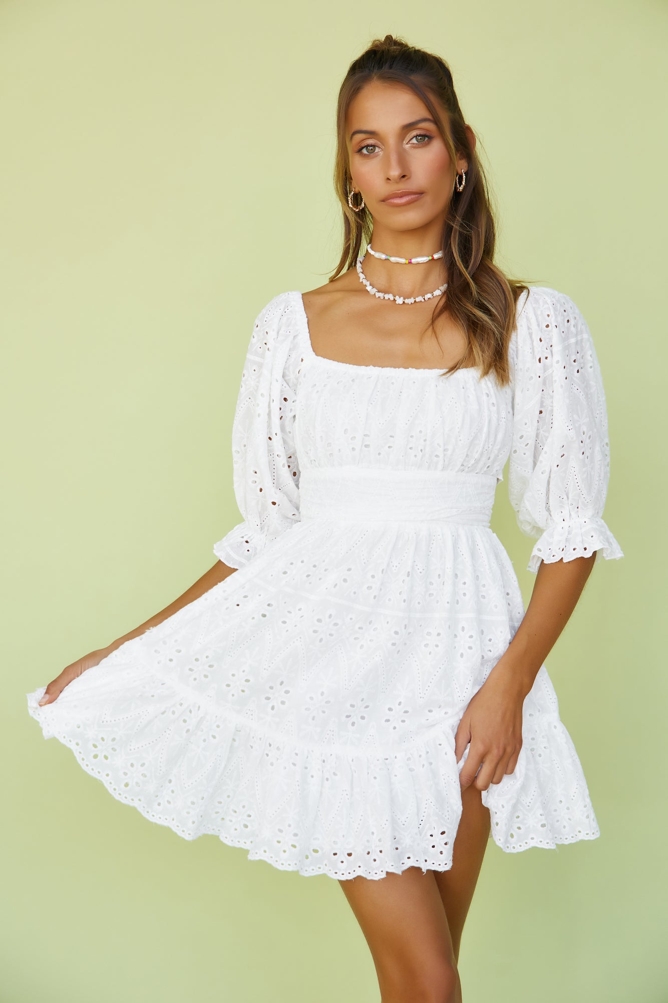 Circling Round Dress White-Seaa Fashion