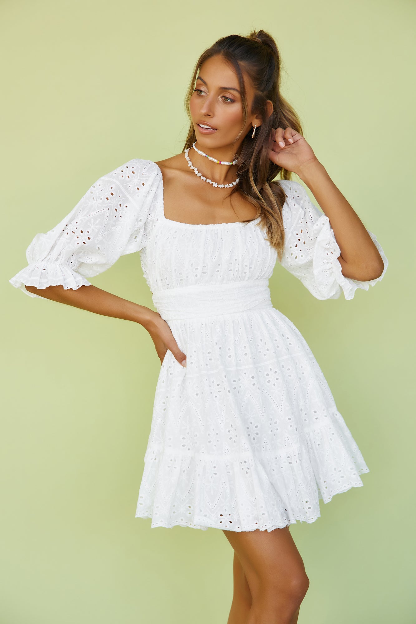 Circling Round Dress White-Seaa Fashion